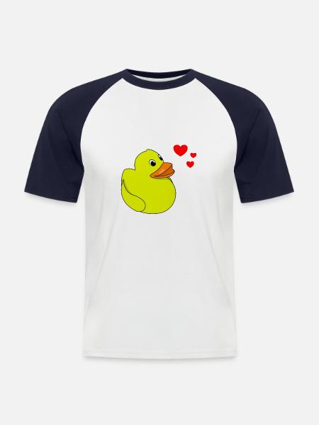 Canard grinçant Saint-Valentin - T-shirt baseball manches courtes Homme - blanc/marine