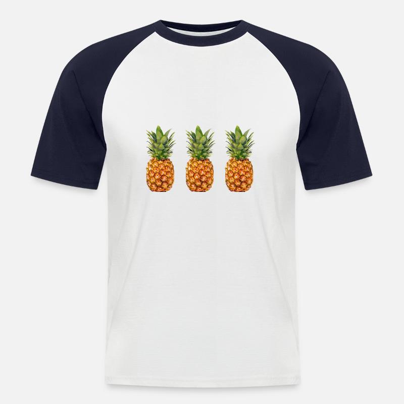 three pineapples - Men's Baseball T-Shirt - white/navy
