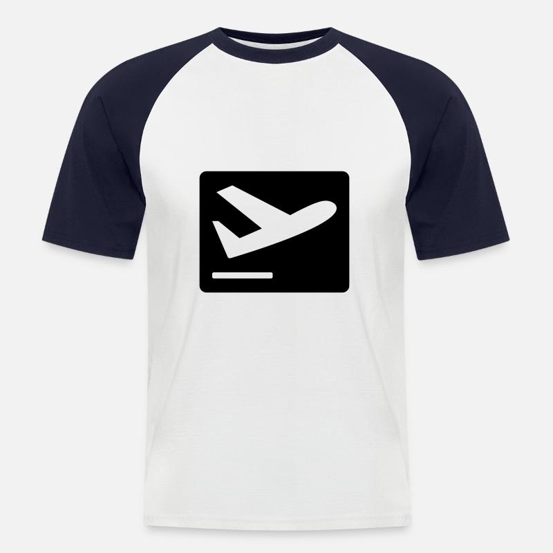 Flugzeug beim Starten - Männer Baseball-T-Shirt - Weiß/Navy