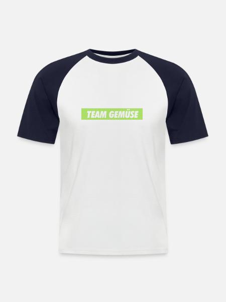 team gemüse - Männer Baseball-T-Shirt - Weiß/Navy