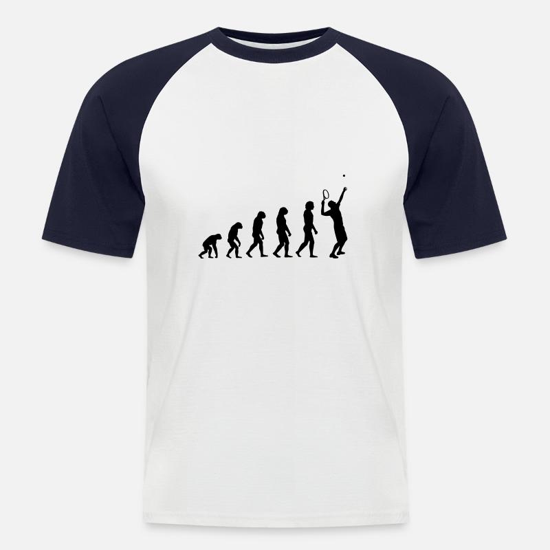 Evolution Tennis - Männer Baseball-T-Shirt - Weiß/Navy