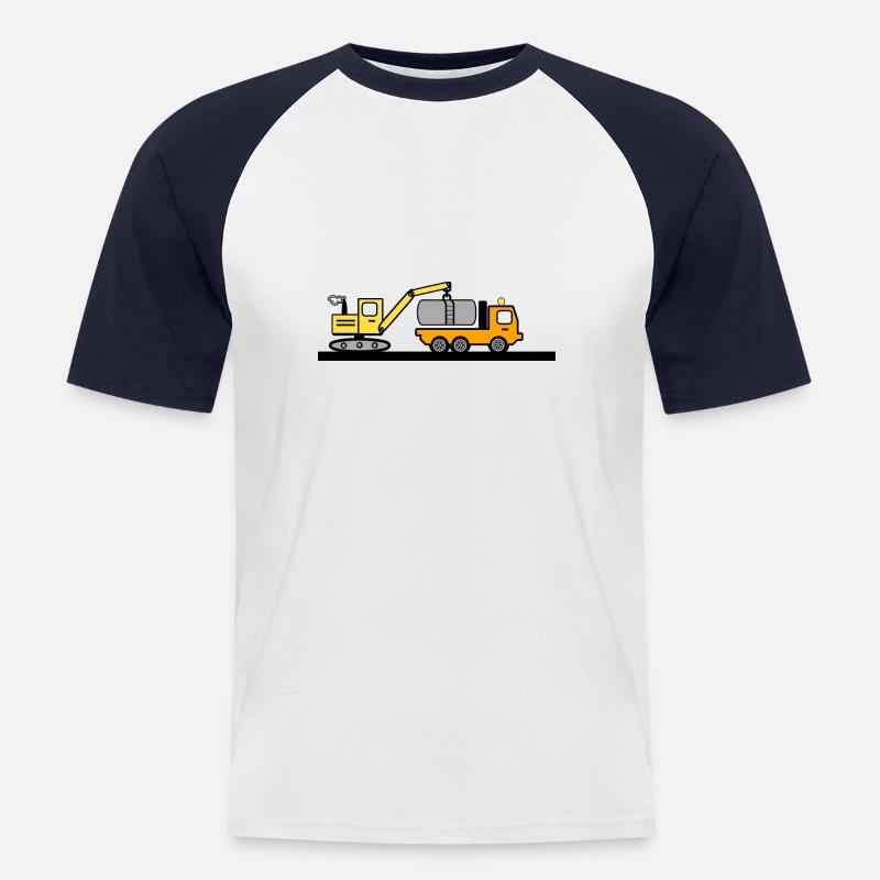 Bagger - Männer Baseball-T-Shirt - Weiß/Navy