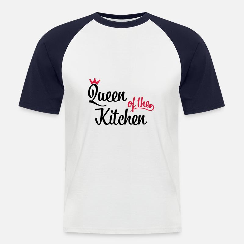 Queen of the Kitchen - Männer Baseball-T-Shirt - Weiß/Navy