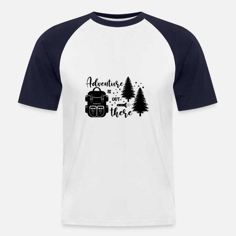 Das Abenteuer ist da - Männer Baseball-T-Shirt - Weiß/Navy