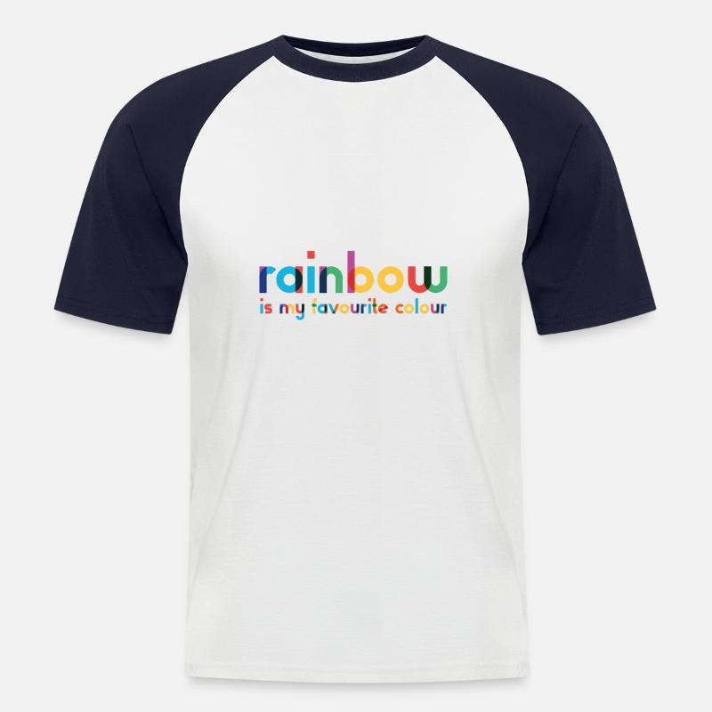 Rainbow - Favourite Colour - Typography - Männer Baseball-T-Shirt - Weiß/Navy