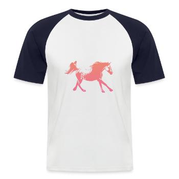 Arabian Horse Running Rose - Männer Baseball-T-Shirt - Weiß/Navy - Vorne - Nik (191cm)