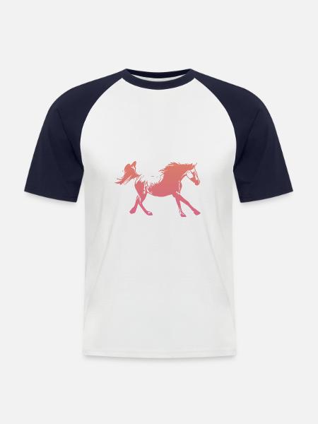 Arabian Horse Running Rose - Männer Baseball-T-Shirt - Weiß/Navy