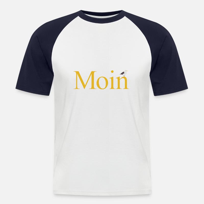 Moin mit Möwe - Männer Baseball-T-Shirt - Weiß/Navy