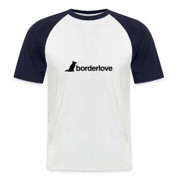 borderlove - T-shirt baseball manches courtes Homme - blanc/marine - Devant - Nik (191cm)