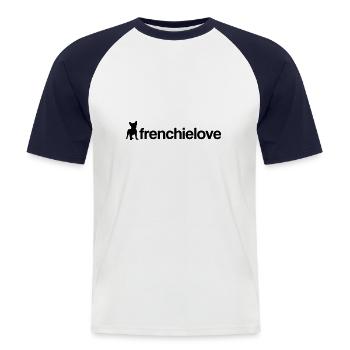 frenchielove - T-shirt baseball manches courtes Homme - blanc/marine - Devant - Nik (191cm)