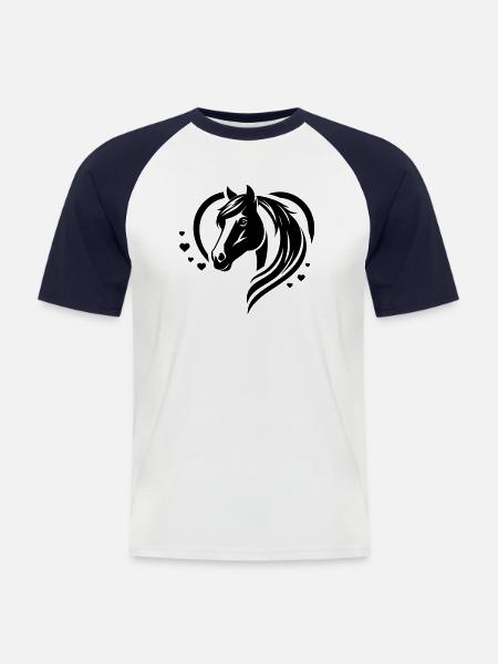 Horse Head Heart - Men's Baseball T-Shirt - white/navy