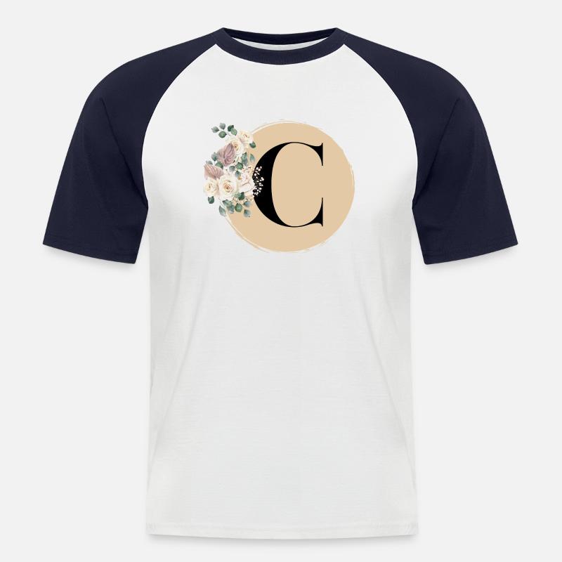 Buchstabe C - Männer Baseball-T-Shirt - Weiß/Navy
