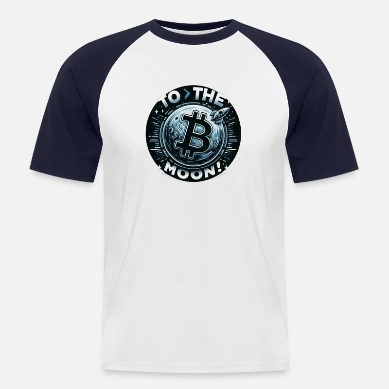 ''To The Moon'' Kryptodesign - Männer Baseball-T-Shirt - Weiß/Navy