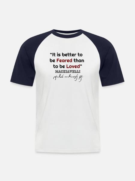 Machiavelli, Machiavelli citaten, beroemde citaten, co - Mannen baseballshirt korte mouw - wit/navy