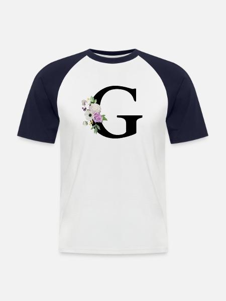 Purple floral letter g - Men's Baseball T-Shirt - white/navy