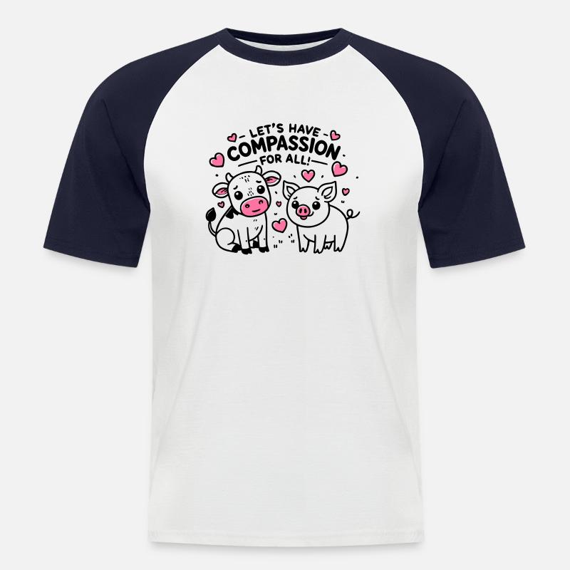 Compassion for all - Männer Baseball-T-Shirt - Weiß/Navy