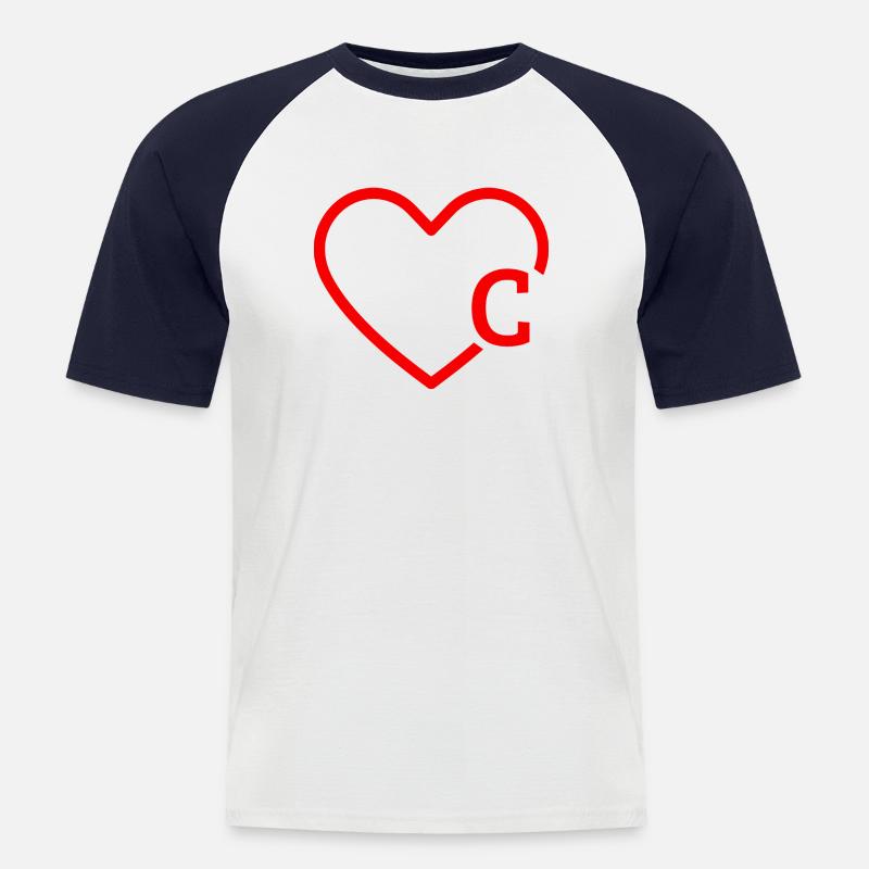 Buchstabe C Rotes Herz - Männer Baseball-T-Shirt - Weiß/Navy