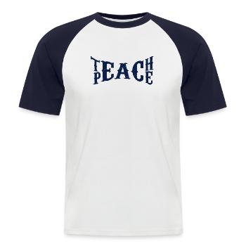 Teach Peace - Männer Baseball-T-Shirt - Weiß/Navy - Vorne - Nik (191cm)