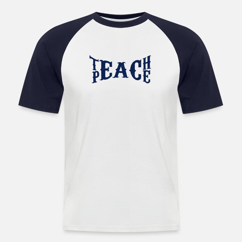 Teach Peace - Männer Baseball-T-Shirt - Weiß/Navy