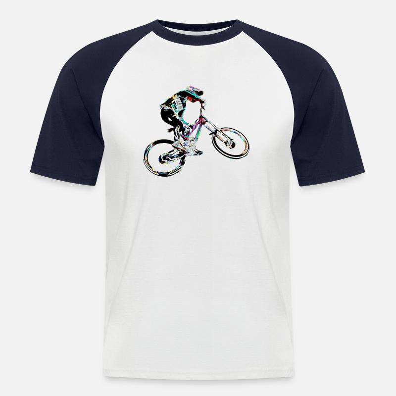 MTB MTB Downhill - Männer Baseball-T-Shirt - Weiß/Navy
