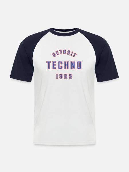 DETROIT TECHNO 1988 - Men's Baseball T-Shirt - white/navy