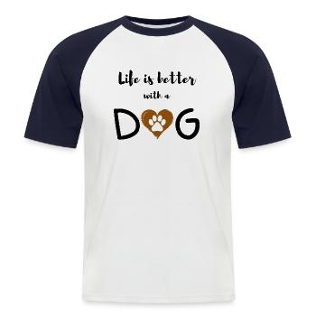 Ich liebe Hunde - Männer Baseball-T-Shirt - Weiß/Navy - Vorne - Nik (191cm)