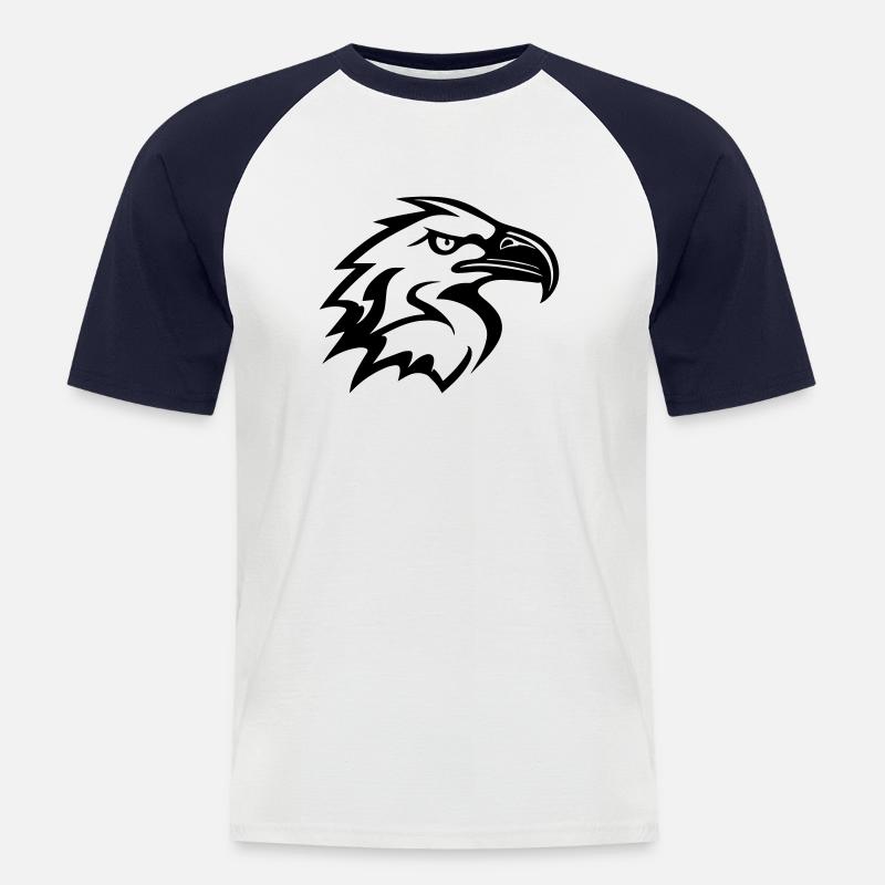 testa d'aquila stilizzata di profilo - Maglia da baseball a manica corta da uomo - bianco/navy