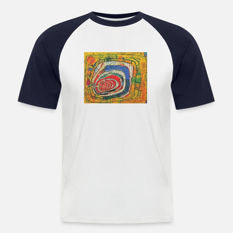 hundert wasser - kunst - Männer Baseball-T-Shirt - Weiß/Navy