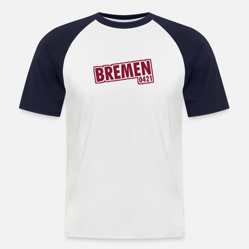 Bremen - 0421 - Vorwahl - Männer Baseball-T-Shirt - Weiß/Navy