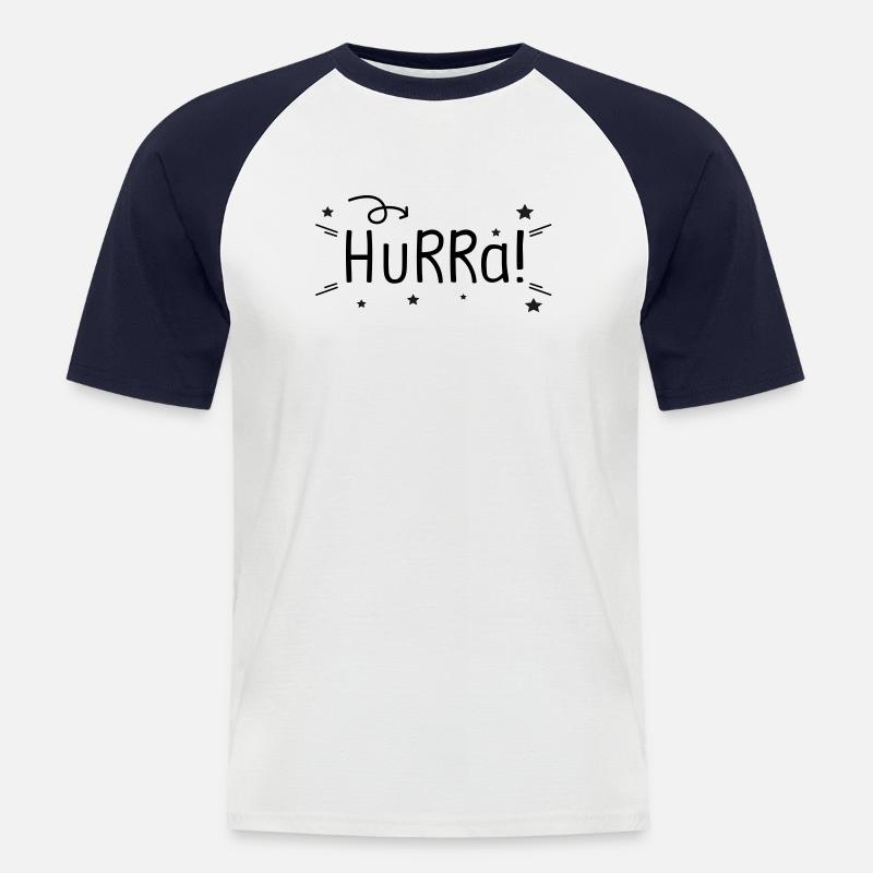 Hurra - Männer Baseball-T-Shirt - Weiß/Navy