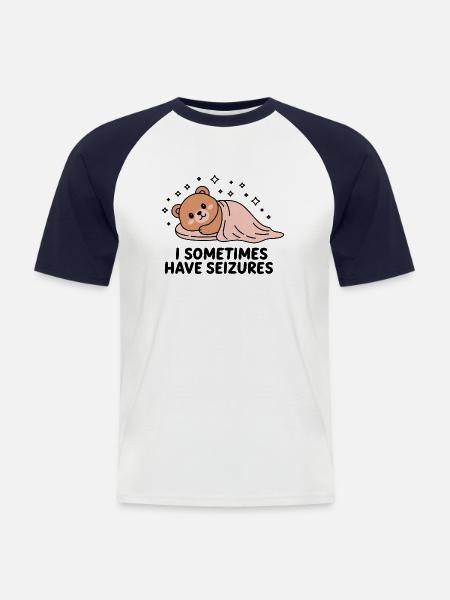 Bear with Seizures Awareness - Men's Baseball T-Shirt - white/navy