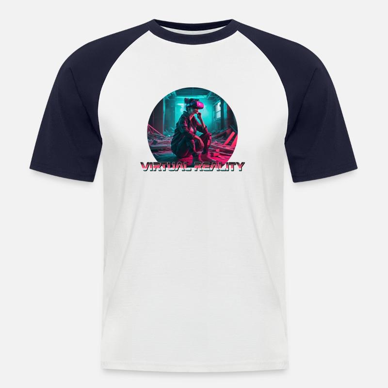 Virtueller Verzicht - Männer Baseball-T-Shirt - Weiß/Navy