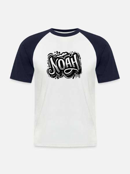 Noah Nazwisko Imię Graffiti - Koszulka bejsbolowa męska - biały/granatowy