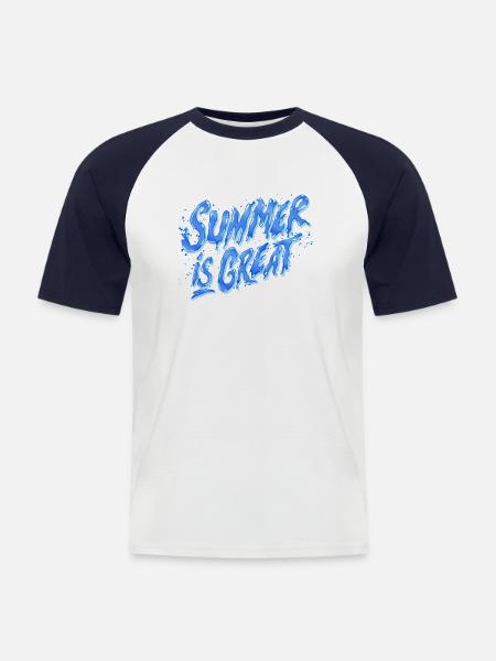 Summer is Great (lettering, blue) - Men's Baseball T-Shirt - white/navy