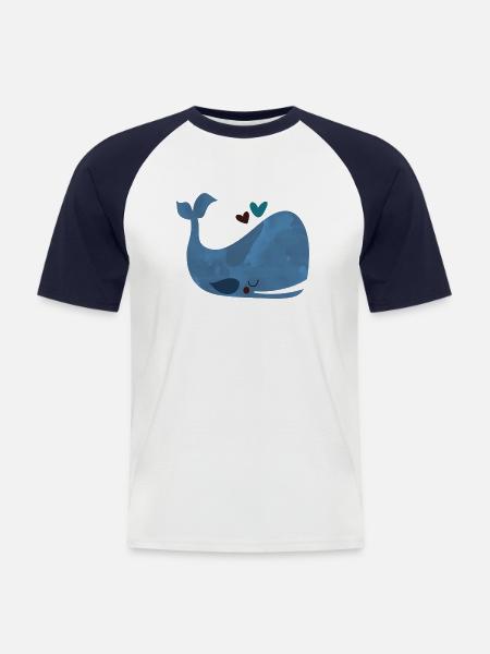 Blue Whale Bliss - Men's Baseball T-Shirt - white/navy
