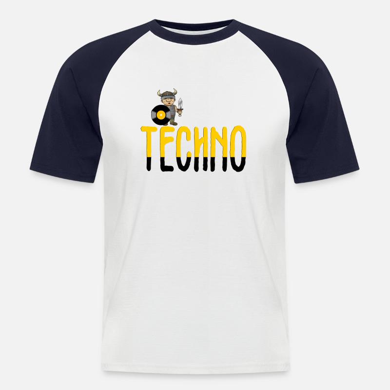 Techno-Wikinger - Männer Baseball-T-Shirt - Weiß/Navy