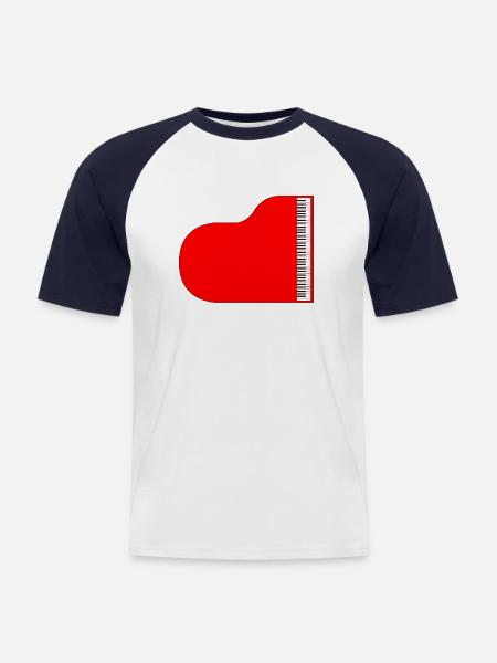 Piano à queue rouge - T-shirt baseball manches courtes Homme - blanc/marine