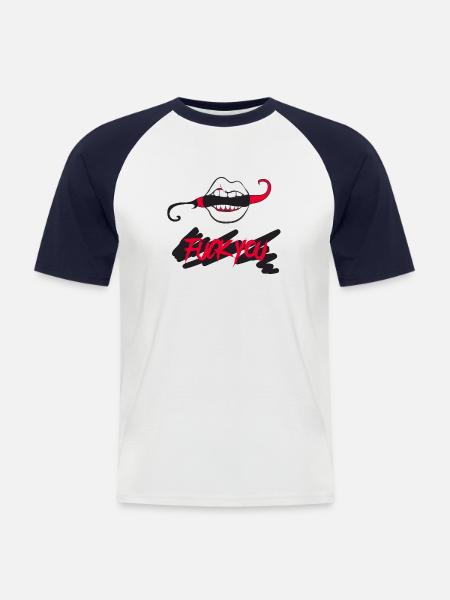 Fick dich - Männer Baseball-T-Shirt - Weiß/Navy