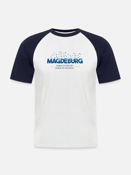 Magdeburg Heimat hell - Männer Baseball-T-Shirt - Weiß/Navy