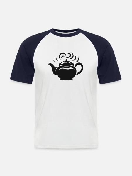 Steaming Teapot - Men's Baseball T-Shirt - white/navy