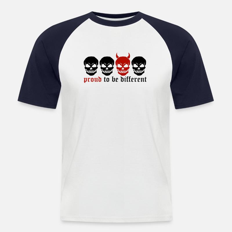 DIFFERENT SKULL - 2C - Men's Baseball T-Shirt - white/navy