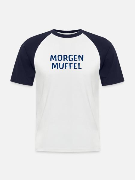 Morgenmuffel - Männer Baseball-T-Shirt - Weiß/Navy