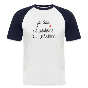 I'm single Who Torn - Men's Baseball T-Shirt - white/navy - Front - Nik (191cm)