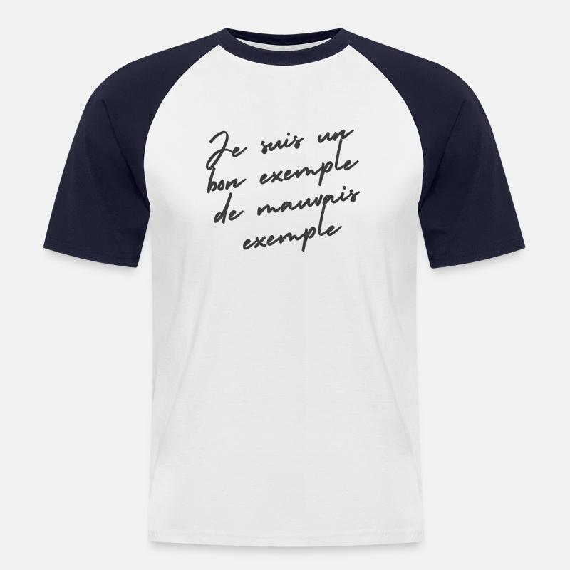 example - Men's Baseball T-Shirt - white/navy