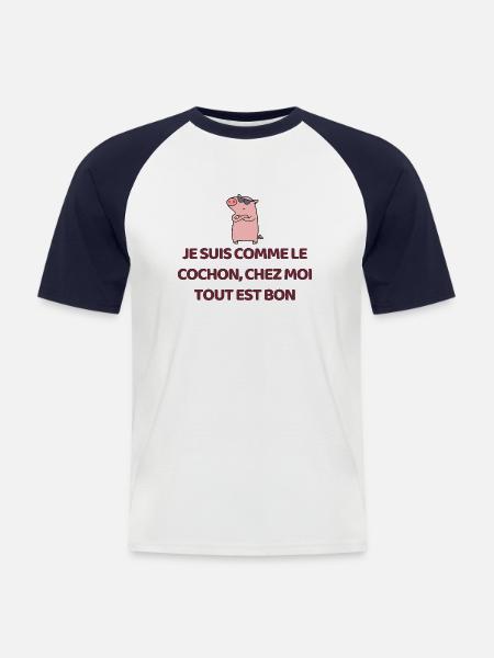 pig - Men's Baseball T-Shirt - white/navy