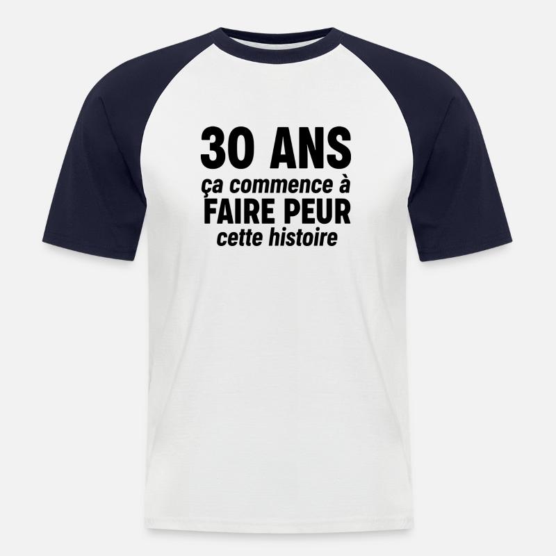 30 anni - Maglia da baseball a manica corta da uomo - bianco/navy