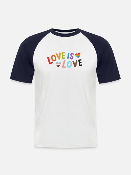 Love is Love - Männer Baseball-T-Shirt - Weiß/Navy
