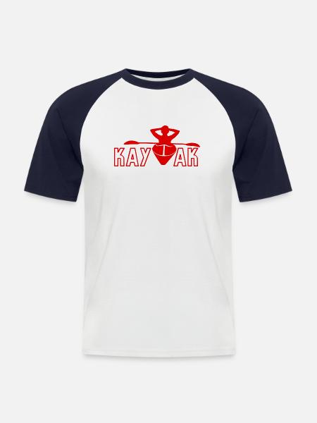 Kajak – Kajak-Geschenkidee - Männer Baseball-T-Shirt - Weiß/Navy