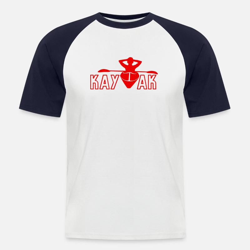 Kajak – Kajak-Geschenkidee - Männer Baseball-T-Shirt - Weiß/Navy