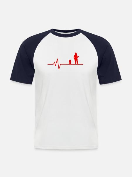 Heartbeat Firefighter Firefighter - Men's Baseball T-Shirt - white/navy